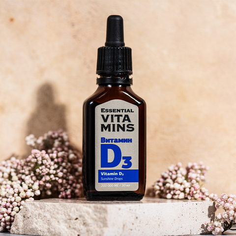 Viên Uống Bổ Sung Vitamin D3 Essential Vitamins Siberian Wellness - Hỗ Trợ Tăng Cường Canxi, Cải Thiện Miễn Dịch 30ml