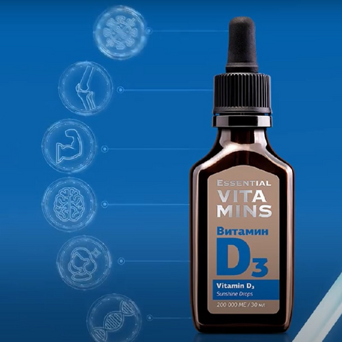 Viên Uống Bổ Sung Vitamin D3 Essential Vitamins Siberian Wellness - Hỗ Trợ Tăng Cường Canxi, Cải Thiện Miễn Dịch 30ml