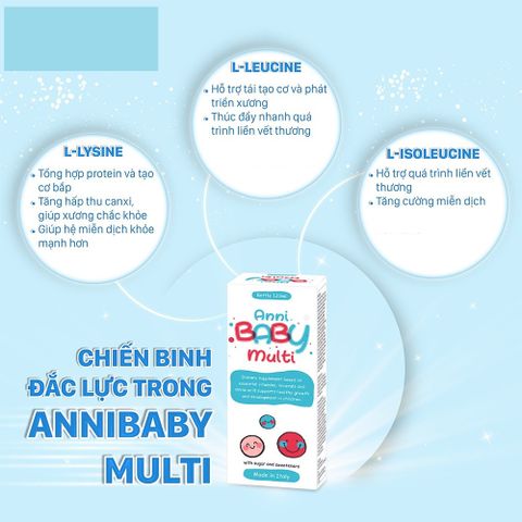 Vitamin tổng hợp Anni Baby Multi 120ml - Hỗ trợ trẻ ăn ngon, tăng cường sức đề kháng cho bé từ 1 tuổi, 21 loại vitamin thiết yếu