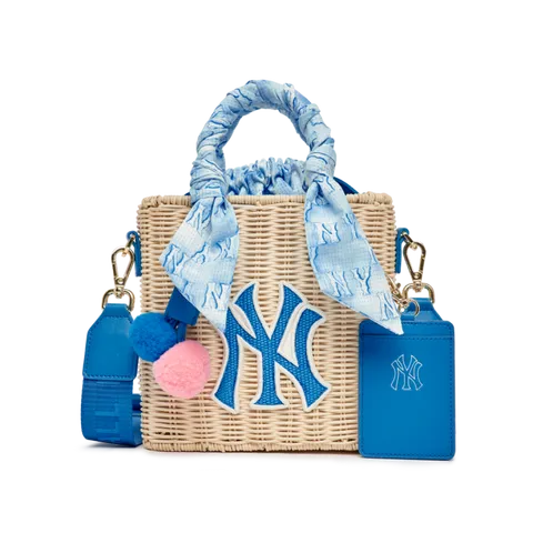 Túi trẻ em MLB Water Monogram Raffia NY Yankees 7ACRM0533-50TQD D.Turquoise