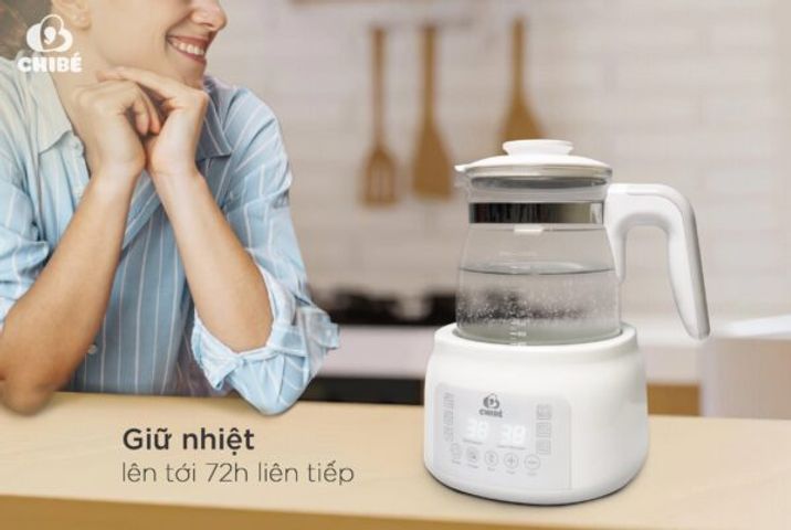 Ấm đun nước pha sữa thông minh Chibé MB002 - Giữ nhiệt 72h, điều khiển từ xa, hiển thị nhiệt độ chính xác, tiện lợi cho mẹ và bé