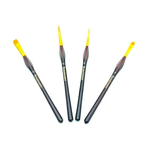 Bộ 4 bút cọ màu nước Renaissance - Bút vẽ chuyên nghiệp gồm cọ tròn và lưỡi mác, chất lượng cao, nhẹ và dễ sử dụng