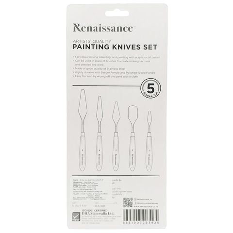 Bộ 5 Chiếc Bay Pha Màu Renaissance - Dụng Cụ Vẽ Sơn Acrylic, Sơn Dầu Chất Lượng Cao, Lưỡi Thép Không Gỉ, Thiết Kế Đẹp Mắt