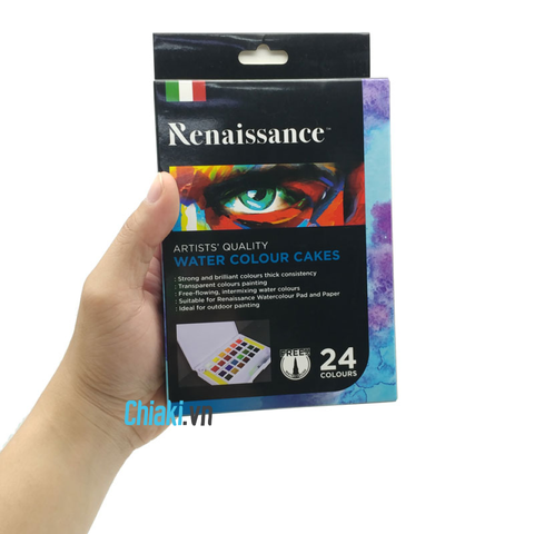 Bộ Màu Nước Dạng Nén Renaissance - 24 Màu Tươi Sáng, Dễ Dàng Sử Dụng, Phù Hợp Với Nghệ Sĩ, Học Sinh, Người Đam Mê Sáng Tạo