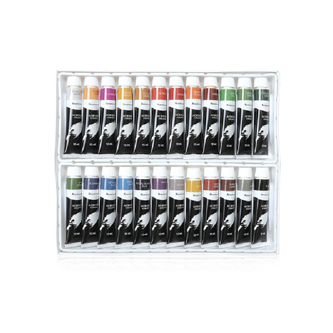 Bộ màu vẽ Acrylic Renaissance 24 tuýp 12ml - Màu sắc tươi sáng, mịn đều, chống nước, tiện dụng cho nghệ thuật sáng tạo
