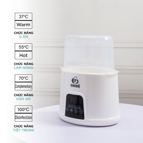 Máy Hâm Sữa Tiệt Trùng 2 Bình ChiBé CB017 - Thiết Kế Sang Trọng, Cảm Ứng Nhạy, Hiển Thị LED Nhiệt Độ, Đa Chức Năng Hỗ Trợ Mẹ Bé