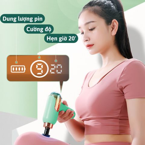 Máy massage mini cầm tay CTFAST LC002 - 9 cấp độ, 4 đầu massage chuyên dụng, giảm đau, thư giãn, sạc pin, thiết kế tiện dụng