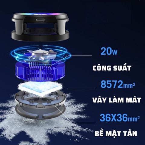 Quạt Tản Nhiệt Flydigi B6X 20W cho Điện Thoại & Máy Tính Bảng - Làm Mát Nhanh, Độ Ồn Thấp, Led RGB Thú Vị