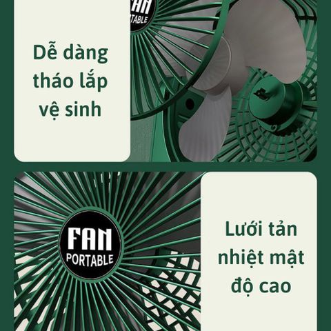 Quạt Tích Điện Để Bàn CTFAST V02 - 3 Tốc Độ Gió, Điều Chỉnh 270 Độ, Thiết Kế Nhỏ Gọn, Di Động, Lưu Thông Không Khí êm ái