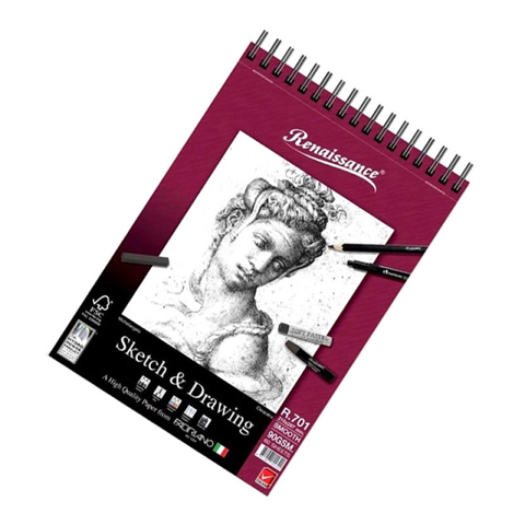 Tập Sketch Renaissance A4 R701 90gsm - Giấy Mịn Không Chứa Acid, Thiết Kế Đóng Gáy Tiện Lợi, Phác Họa Vẽ Tranh Chi Tiết