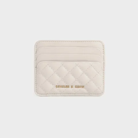Ví đựng thẻ Charles & Keith Cleo Quilted Card Holder CK6-50680926 Ivory