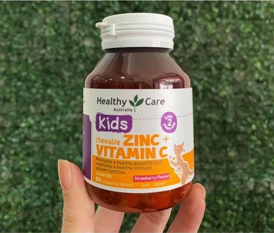 Viên nhai kẽm Zinc + Vitamin C Healthy Care cho trẻ từ 2-12 tuổi - Hỗ trợ tăng cường miễn dịch, giúp bé ăn ngon, hấp thu tốt