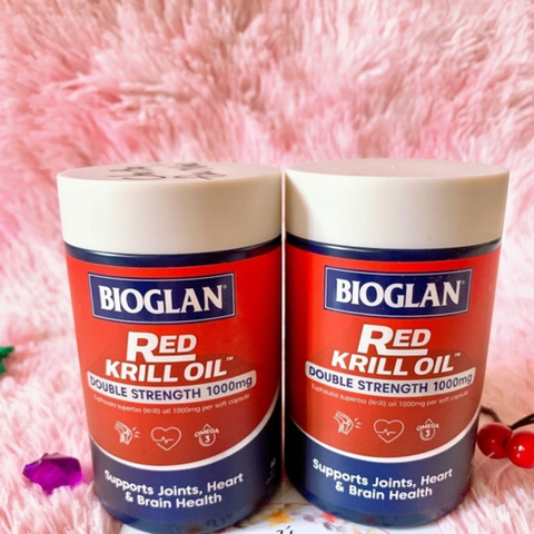 Viên uống Omega 3 Bioglan Red Krill Oil Double Strength 1000mg - Hỗ trợ sức khỏe tim mạch và trí não, cải thiện tình trạng tiền mãn kinh