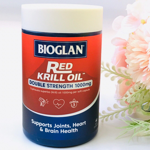 Viên uống Omega 3 Bioglan Red Krill Oil Double Strength 1000mg - Hỗ trợ sức khỏe tim mạch và trí não, cải thiện tình trạng tiền mãn kinh