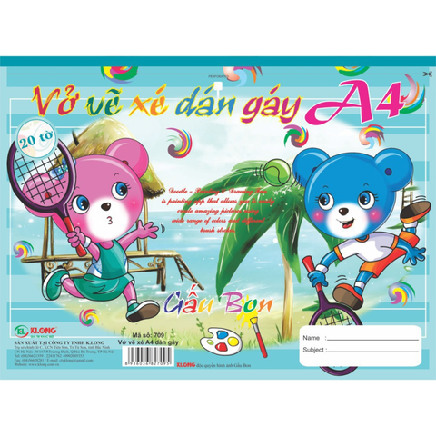 Vở Vẽ Xé Gáy A4 KLong MS 709 - Giấy Vẽ Mịn, Chống Lóa, 20 Tờ - Hỗ Trợ Vẽ Mỹ Thuật Cho Bút Màu & Sáp Màu