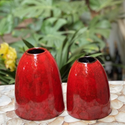 Bình hoa gốm Bát Tràng dáng chuông họa tiết trơn - Trang trí nhà cửa, cây cảnh nhỏ xinh, nhiều màu sắc, tinh tế