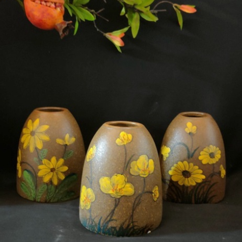 Bình Hoa Gốm Dáng Chuông Mini Họa Tiết Cổ Điển - Trang Trí Nhà Cửa Sang Trọng, Đồ Gốm Bát Tràng Chất Lượng Cao
