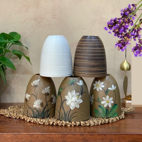 Bình Hoa Gốm Dáng Chuông Mini Họa Tiết Cổ Điển - Trang Trí Nhà Cửa Sang Trọng, Đồ Gốm Bát Tràng Chất Lượng Cao
