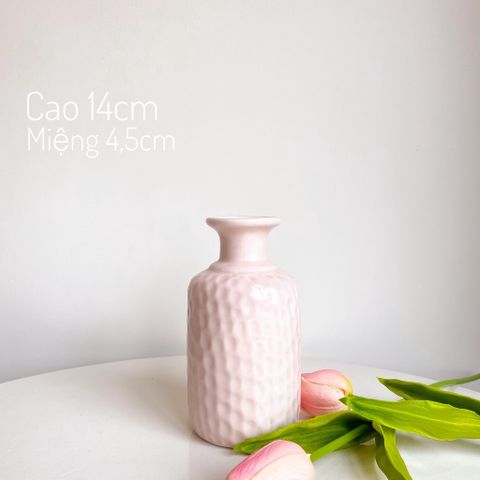 Bình Hoa Mini Bát Tràng Men Bóng Hồng Pastel - Trang Trí Nghệ Thuật Cho Không Gian Nội Thất Sang Trọng