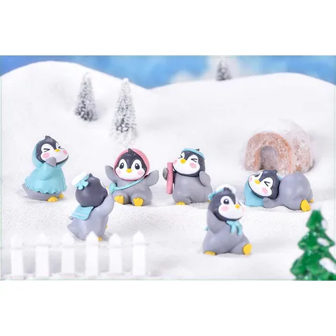 Bộ 6 tượng chim cánh cụt đáng yêu trang trí tiểu cảnh