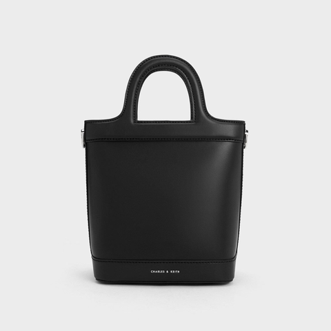 Bronte Top Handle Bucket Bag - Black