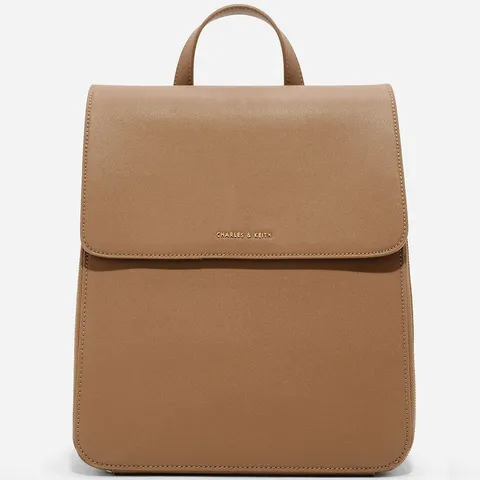 Balo Charles & Keith Front Flap Structured Backpack CK2-20160019 Brown