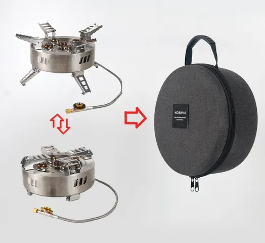 Bếp Ga Du Lịch 5 Đầu Đốt Gấp Gọn Có Hộp Đựng Chuyên Dụng - Công Suất Lớn 15800W Thích Hợp Cắm Trại, Dã Ngoại, Đi Bộ Đường Dài