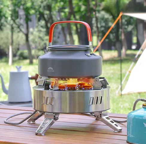 Bếp Ga Du Lịch 5 Đầu Đốt Gấp Gọn Có Hộp Đựng Chuyên Dụng - Công Suất Lớn 15800W Thích Hợp Cắm Trại, Dã Ngoại, Đi Bộ Đường Dài