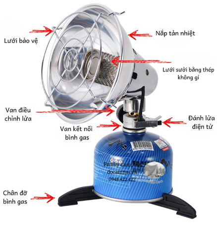 Bếp Lò Sưởi Mini Bằng Gas - Dụng Cụ Cắm Trại Di Động, Nhỏ Gọn Cho Ngoài Trời, Chịu Nhiệt Tốt, Hoạt Động Với Butan