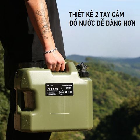 Bình Đựng Nước Dã Ngoại Quân Đội 11L - Có Lỗ Thông Hơi, Vòi Rót Thông Minh, Tiện Dụng Khi Cắm Trại & Dã Ngoại