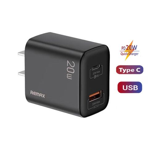 Bộ Củ Sạc Nhanh 20W Remax U88 - Hai Cổng Sạc PD QC Và Cáp Sạc RC-188i Đen, Sạc Nhanh Cho iPhone 14 Pro Max