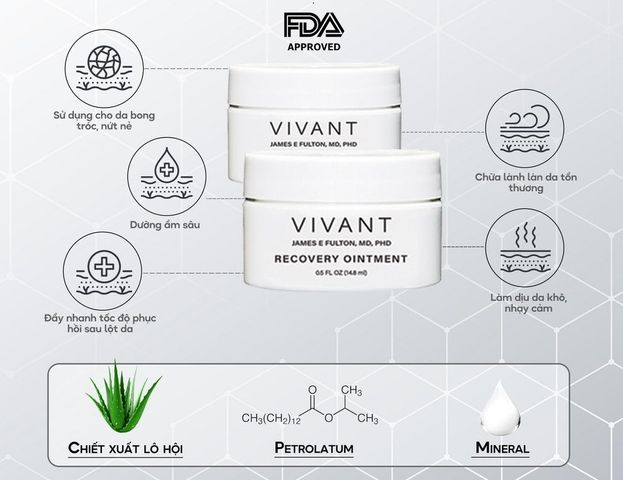 Kem Dưỡng Ẩm Phục Hồi Da Vivant Skincare Recovery Ointment - Chiết Xuất Aloe Vera Tăng Cường Độ Ẩm, Làm Dịu Da Sưng Đỏ 14.8ml