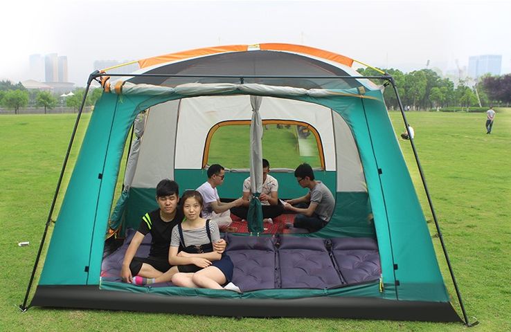 Lều Cắm Trại Du Lịch 2 Phòng Ngủ Chịu Nước - Sức Chứa 8-12 Người, Thiết Kế Thoáng Khí Cho Chuyến Phiêu Lưu Ngoài Trời