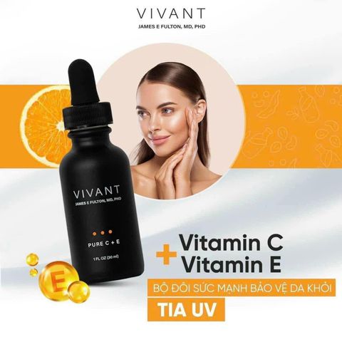 Serum Dưỡng Sáng và Trẻ Hóa Da Vivant Pure C + E - Cải Thiện Tone Da, Chống Oxy Hóa, Phù Hợp Mọi Loại Da 30ml
