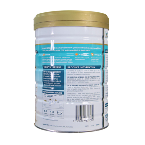 Sữa công thức Blackmores JNR Balance+ cho bé 1 - 10 tuổi, bổ sung DHA, Omega 3, vitamin và khoáng chất - Hỗ trợ phát triển trí não và sức khỏe 400g, 850g