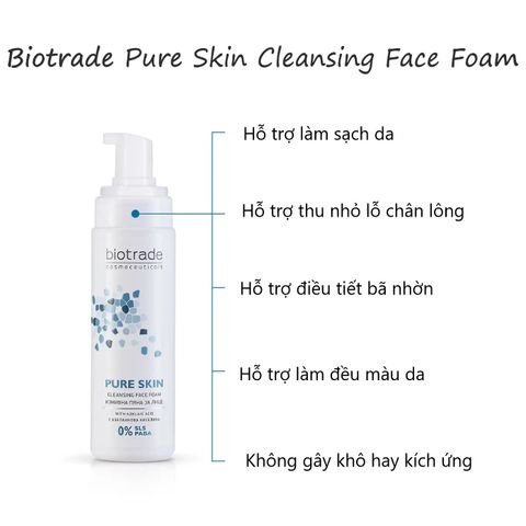 Sữa Rửa Mặt Biotrade Pure Skin 150ml - Làm Sạch Sâu, Thu Nhỏ Lỗ Chân Lông, Không Gây Khô Da, Phù Hợp Mọi Loại Da
