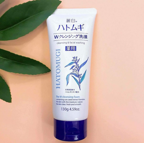 Sữa Rửa Mặt Tẩy Trang Hatomugi The W Cleansing Foam - Làm Sạch Makeup, Dưỡng Ẩm Đặc Biệt, Phù Hợp Mọi Loại Da - 130g Nhật Bản