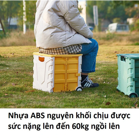 Thùng Đựng Đồ Gấp Gọn Kiểu Vali Kéo - Thùng Chứa Đồ Đa Năng, Tiện Lợi Cho Mua Sắm & Dã Ngoại, Chất Liệu Nhựa ABS Chắc Chắn