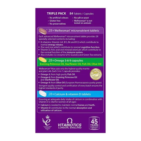 Viên uống bổ sung vitamin cho nữ Wellwoman Max - Thực phẩm chức năng tăng cường sức khỏe và làm đẹp da, tóc, móng - 84 viên