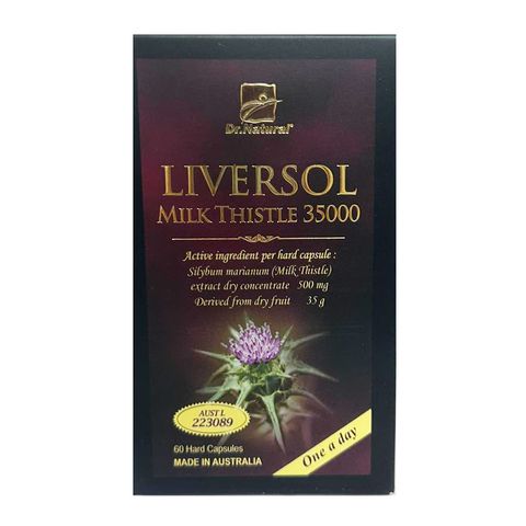 Viên uống hỗ trợ chức năng gan Liversol Milk Thistle 35000 - Giúp bảo vệ và cải thiện sức khỏe gan tự nhiên, 60 viên/hộp