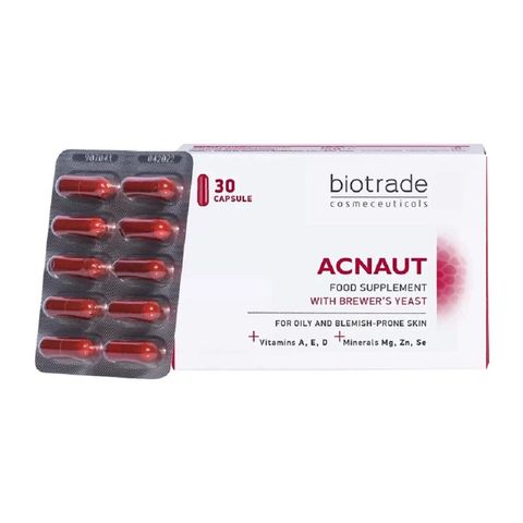 Viên uống Biotrade Acnaut Hỗ Trợ Giảm Mụn - Thực Phẩm Chức Năng Hộp 30 Viên, Giúp Kiềm Dầu và Làm Sáng Da Cho Da Dầu, Mụn