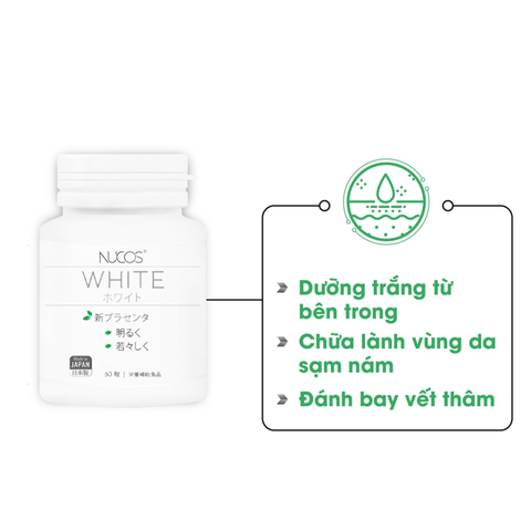 Viên Uống NUCOS Trắng Da Chống Nắng White Plus Placenta - Giảm Nám, Làm Sáng Da 60 Viên Nhập Khẩu từ Nhật Bản