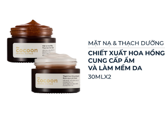 Bộ Đôi Cocoon Dưỡng Ẩm Mặt Nạ & Kem Từ Hoa Hồng - Giữ Ẩm Sâu, Chống Oxy Hóa, Phục Hồi Da Mịn Màng 30ml