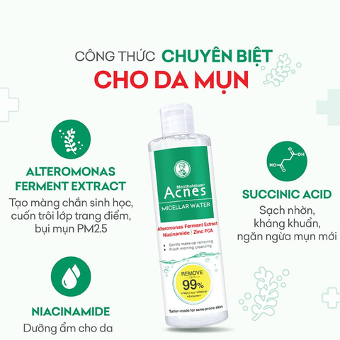 Nước Tẩy Trang Acnes 200ml - Dung Dịch Tẩy Trang Cho Da Mụn, Làm Sạch Dịu Nhẹ, Ngăn Ngừa Mụn, Chống Bụi PM2.5