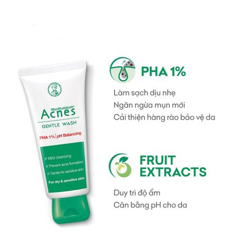 Sữa Rửa Mặt Acnes Gentle Wash Ngăn Ngừa Mụn 100g - Gel Làm Sạch Dịu Nhẹ Cho Da Khô Nhạy Cảm Nhật Bản