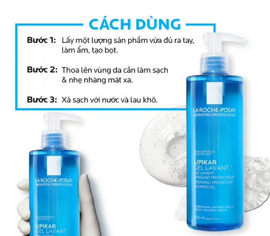 Gel Tắm La Roche-Posay Lipikar Lavant - Sữa Tắm Làm Dịu và Bảo Vệ Da Nhạy Cảm, An Toàn cho Trẻ Em và Trẻ Sơ Sinh, Dung Tích 400ml