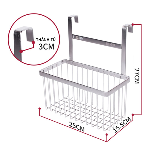 Kệ Đựng Đồ Đa Năng Gắn Cánh Cửa Tủ Bếp Inox 304 Hobby Home Decor TB3 - Tiết Kiệm Không Gian, Sang Trọng Cho Nhà Bếp