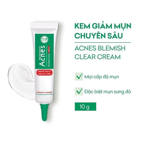 Kem Dưỡng Acnes Blemish Clear Cream 10g - Giảm Mụn Sưng Đỏ, Phục Hồi Da, Ngăn Ngừa Mụn Mới Chính Hãng Nhật Bản