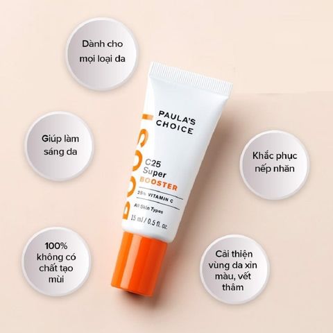 Kem dưỡng trắng da Paula's Choice C25 Super Booster 15ml - Hỗ trợ làm sáng, mờ thâm, đều màu da với 25% Vitamin C