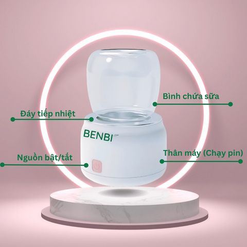 Máy Hâm Sữa BenBi Leon DQ-0109 Không Dây, Pin 9000mAh, Thiết Kế Mini Tiện Lợi, Hâm 40-45 Độ C, Phù Hợp Với Mọi Loại Bình Sữa